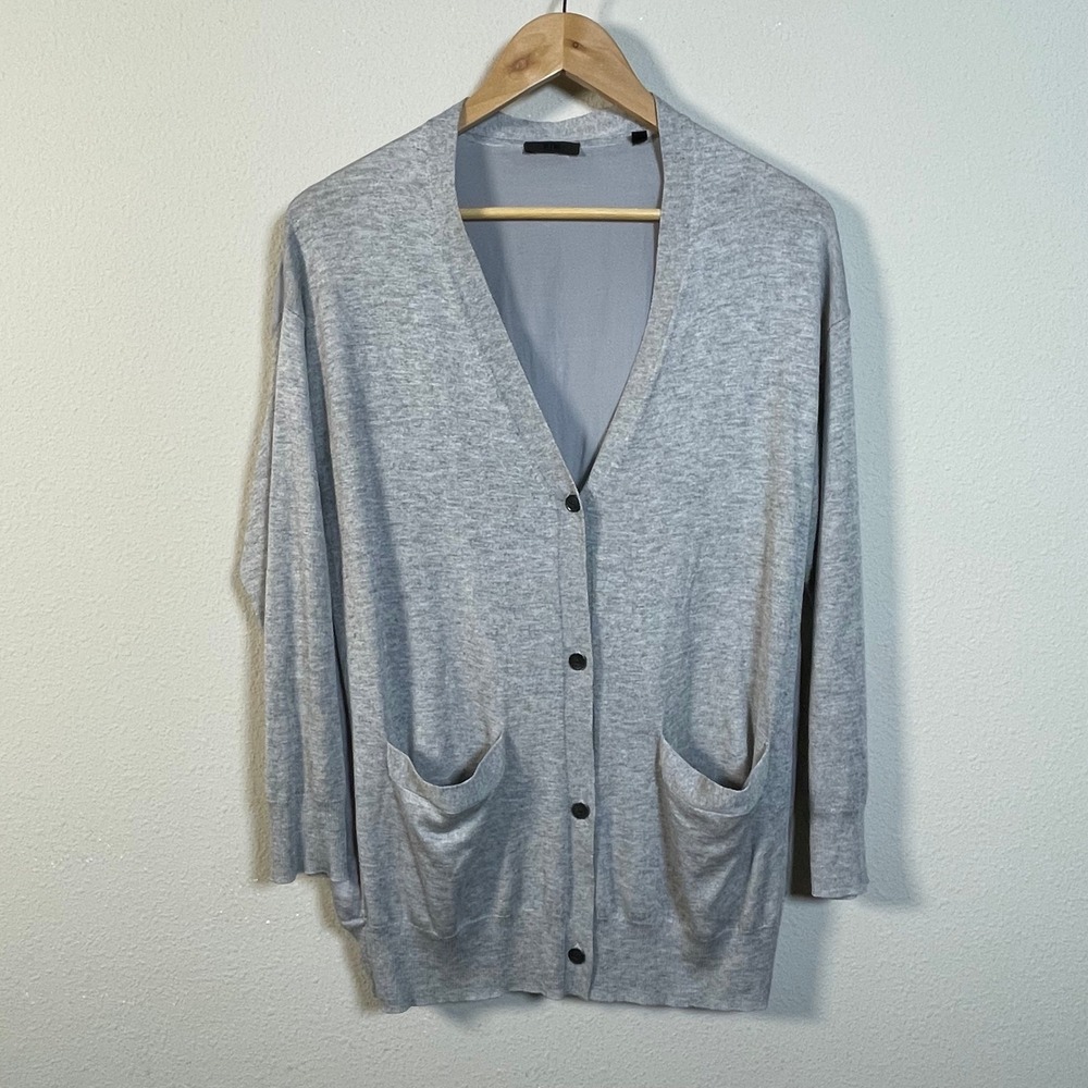 ATM Anthony Thomas Melillo Cashmere Silk Sweater Cardigan Womens S Grey L/S